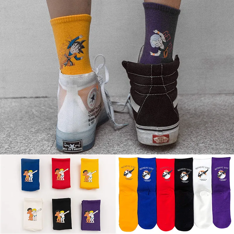 Забавный мультфильм dragon ball уличная мода длинные носки унисекс happy hip hop скейтборд