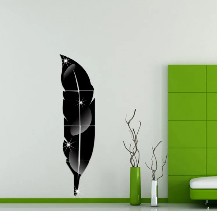 

Bedroom Wall Paste Mirror Wall Paste Feather Fitting Mirror Paste 3D Acrylic Mirror Paste Porch Bathroom Decoration Modern