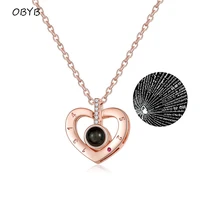 rose gold 100 languages i love you projection pendant necklace for women jewelry lover memory wedding necklace girlfriends gifts