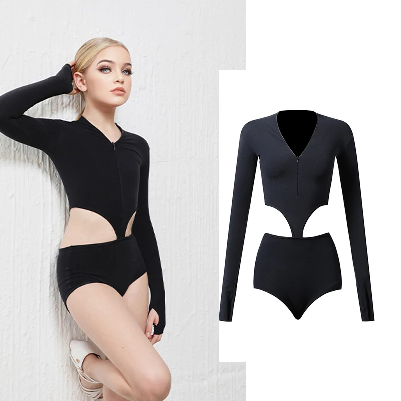 

Топ для латиноамериканских танцев с молнией, цельный топ для латиноамериканских танцев, одежда для тренировок для девочек, одежда для танго...