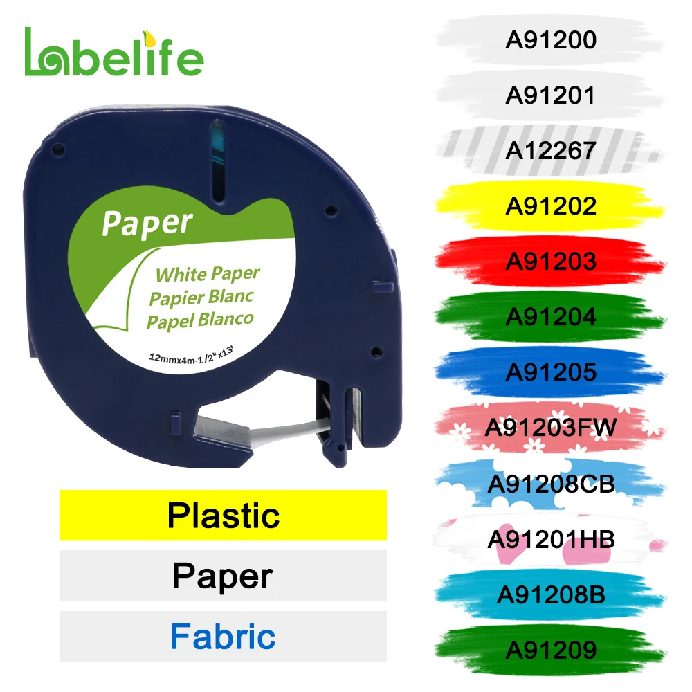 Labelife 1 упак 91200 12 мм совместимый с Dymo LetraTag ярлык черная и белая 91330 91220 91331 16952 для LT