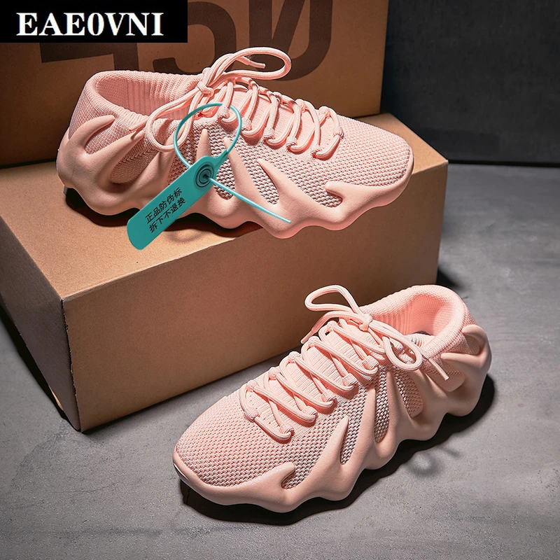 

Women knitted sports shoes new fashion flat top high top sports shoes INS fashion women's shoes daddy shoes walking running shoe