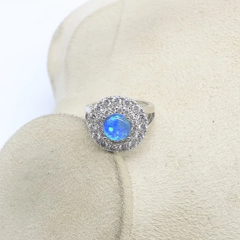 Серебро 925 белый опал Дубай ювелирные наборы для женщин ожерелье серьги кольцо с