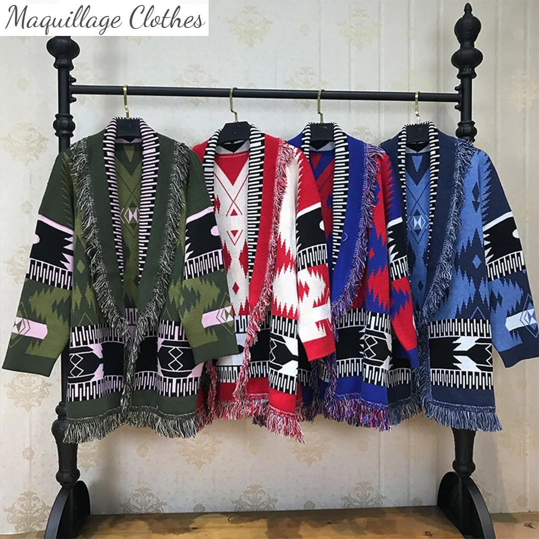 

New arrival desinger women's high quality tassels cashmere cardigans top hot fashion wool belt knitted coat C840