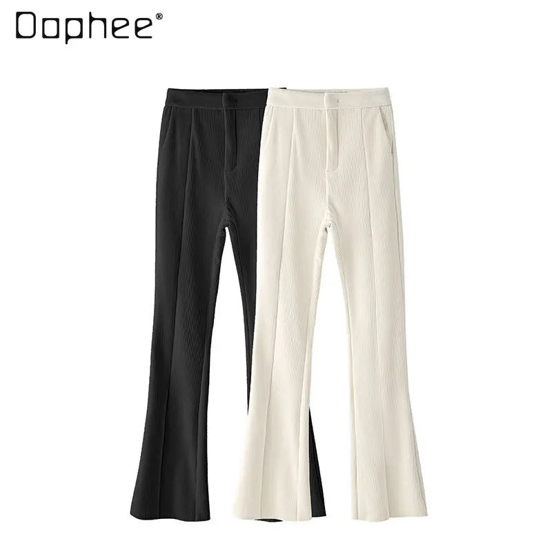 

Korean 2021 Spring Bootleg Pants Women's Woolen Corduroy Casual Loose Wide-Leg Pants Casual Pants