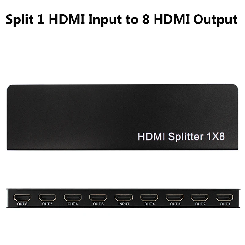 HDMI 1X8  1 In to 8 Out 1x8 HDMI Splitter Converter Split Display for DVD PS3 Xbox HDTV 4K With power Adapter