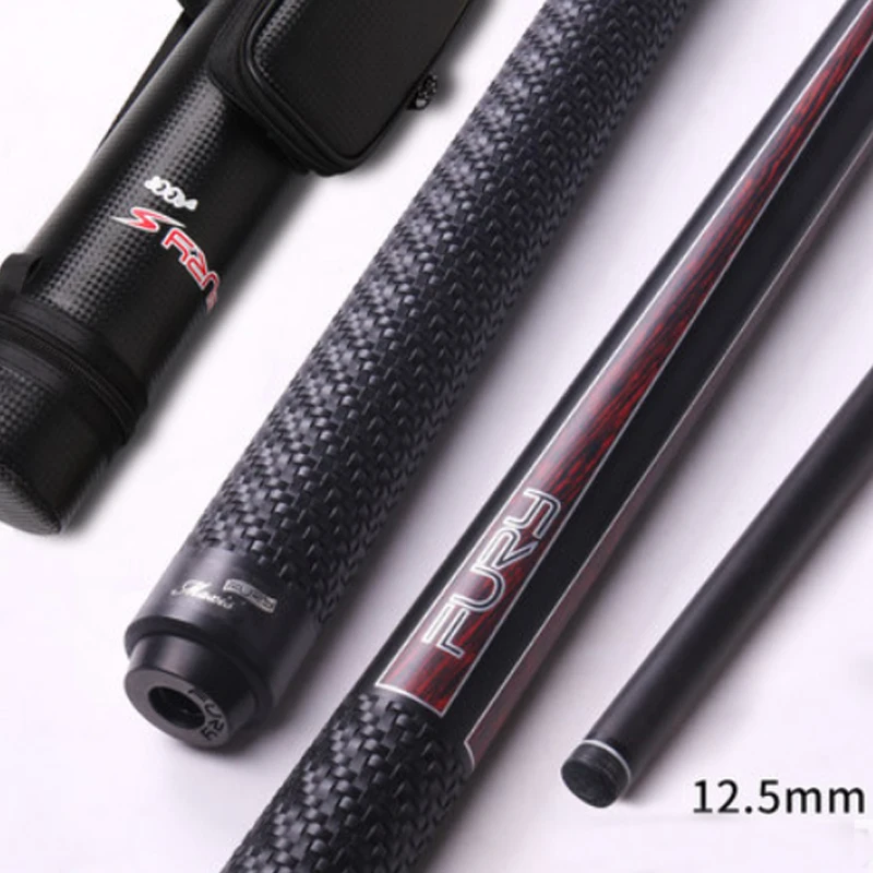 FURY Carbon Fiber бильярдный пул кий 12,5 мм наконечник китайский черный восемь кия фурия Американский девять мяч кий черный технологический вал - Цвет: Leather