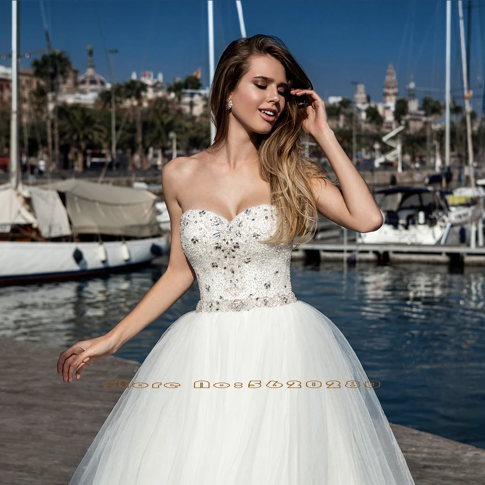 Новое поступление белое платье невесты из тюля А силуэта элегантное De Mariage