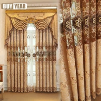 new luxury european chenille hollow water soluble embroidery curtains for living dining room bedroom