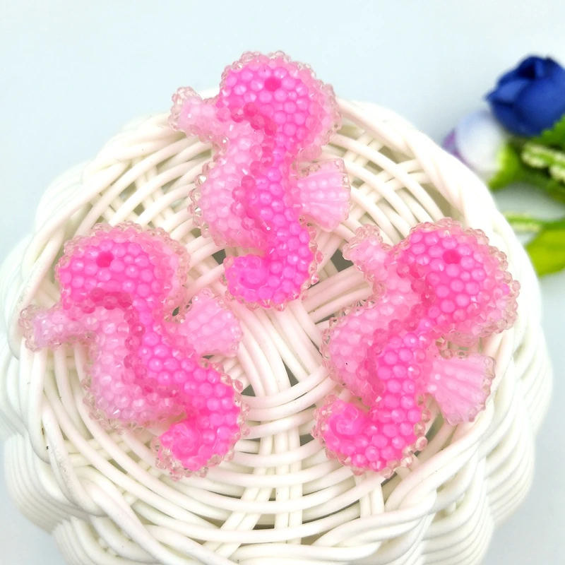 

8pcs Pink seahorses Resin Cabochons Accessories For Hair Clothing Shoes Planar Resin DIY Home Decoration