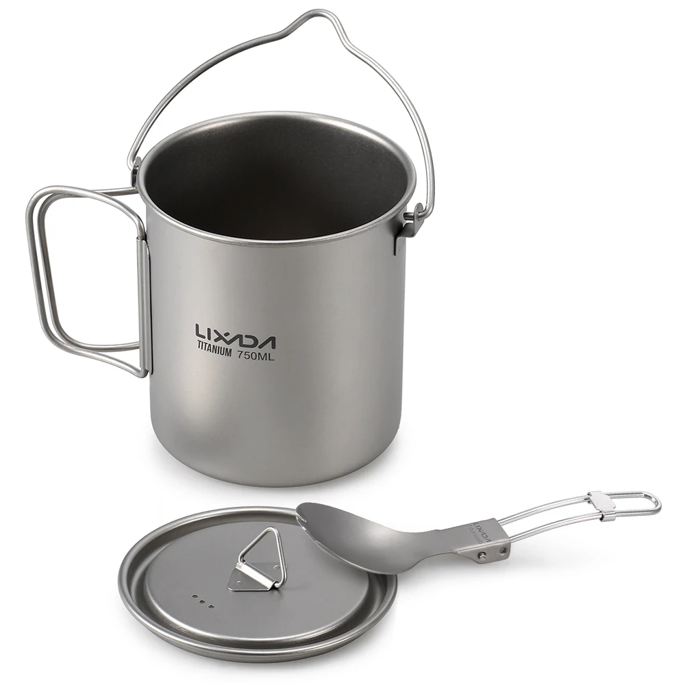 750 мл титановый легкий горшок с чашкой для воды кружка пикника кемпинга пешего