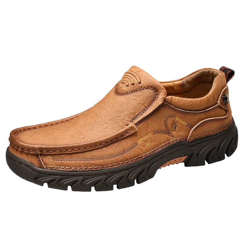 Модные Для мужчин кожа дышащая мужская повседневная обувь без застежки