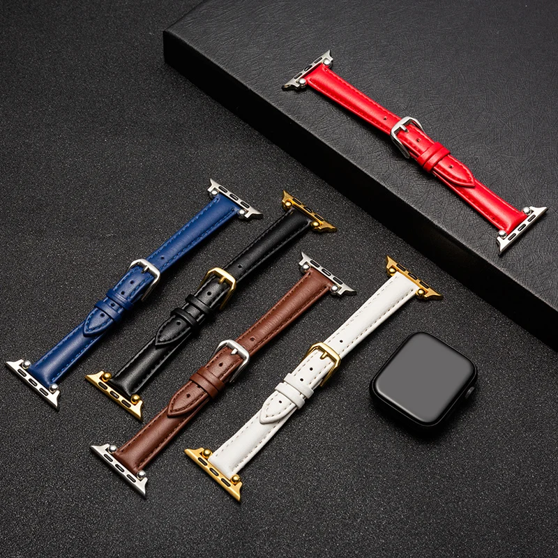 Новинка Apple Watch с пряжкой из телячьей кожи для series 1/2/3/4/5/6 38/40 42/44 мм Цвет: черный