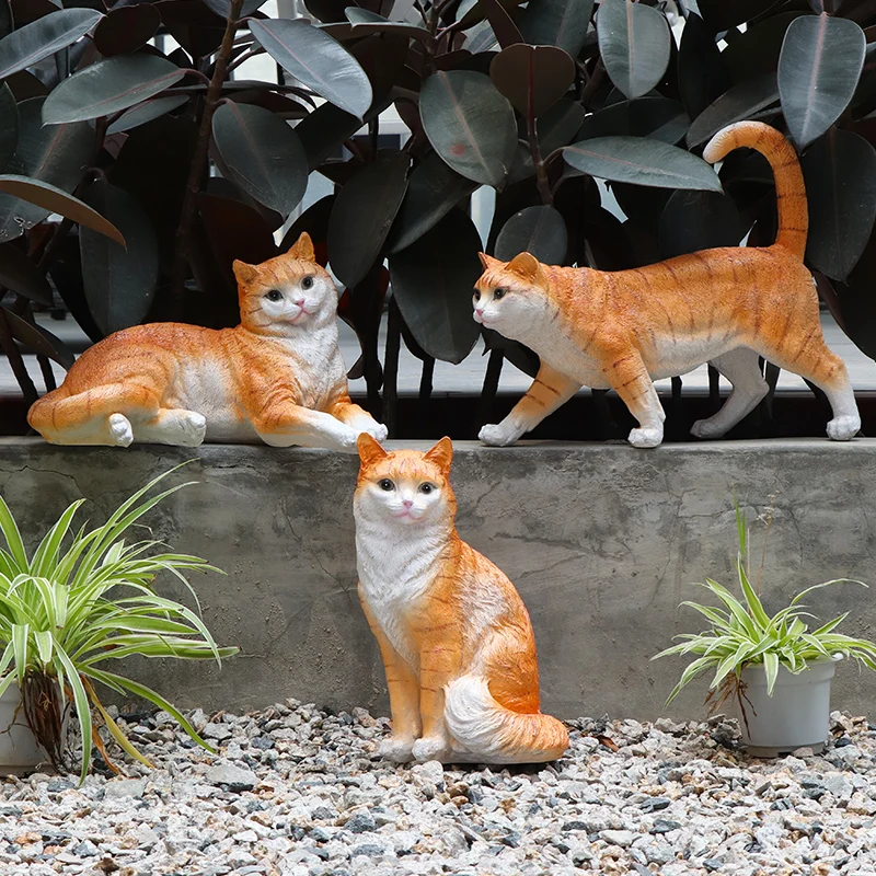 

Orchard Garden Statues Decoration Simulated Animal Cat Ornamens Yard Home Decor Landscape Gardening Decoration Sculpture Outdoor