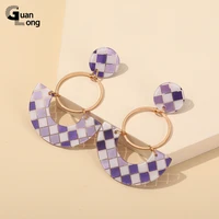 guanlong new korean big drop earrings for women geometirc round punk long dangle earrings for girl metal acrylic brincos jewelry