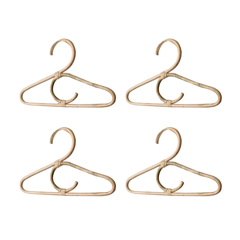 

4Pcs Rattan Clothes Hanger Nordic Style Kids Garments Organizer Rack Children Hanger Kids Room Decor Hangers for Clothes