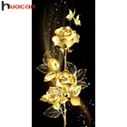 Алмазная 5d-картина Huacan, полноразмернаяКруглая Мозаика из розового золота с вышивкой, фантазийный цветок, домашний декор, настенные наклейки