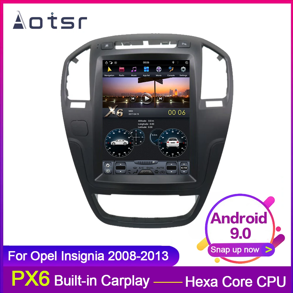 Автомобильный мультимедийный плеер AOTSR 10 4 дюйма PX6 Android 9 0 DSP Tesla вертикальный