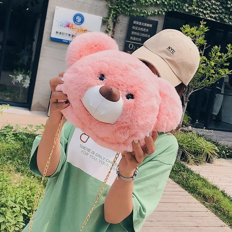 Kawaii аниме 26 см медведь плюшевая Мягкая ручная сумка лицо плюшевый тоут Наплечная