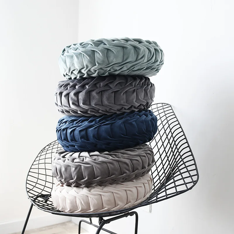 

European-style Dutch Velvet Cushion Pillow Sofa Lumbar Customized Round Cushion Manually Folded Wheel Pumpkin Pillow