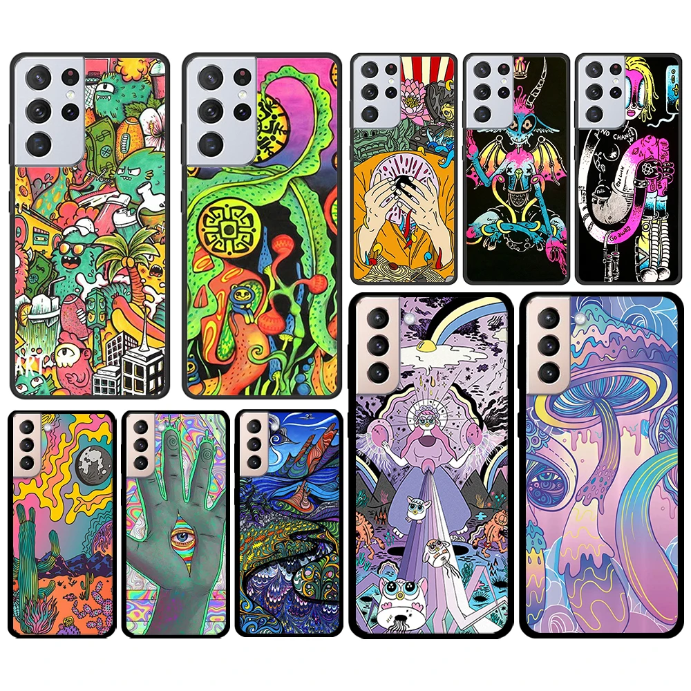 

Psychedelic Trippy Colourful for Samsung Galaxy S21 S20 FE Ultra Plus S10 S9 S8 S7 S6 Edge 5G Silicone Black Soft Phone Case