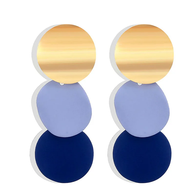 2020 Korean Round Colorful Alloy Drop Earrings for Women Geometric Statement 2 Color Jewelry Gifts | Украшения и аксессуары