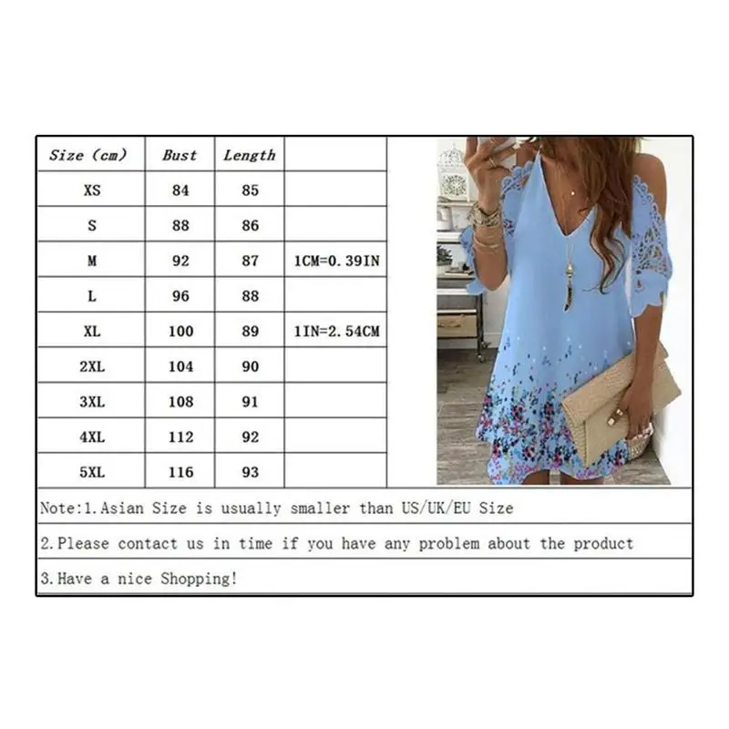 

Women's Summer Half Sleeves Printed Dress Off Shoulder Short Sexy Lace Dresses Female Dress Casual V Sling Size Plus Party R1B7