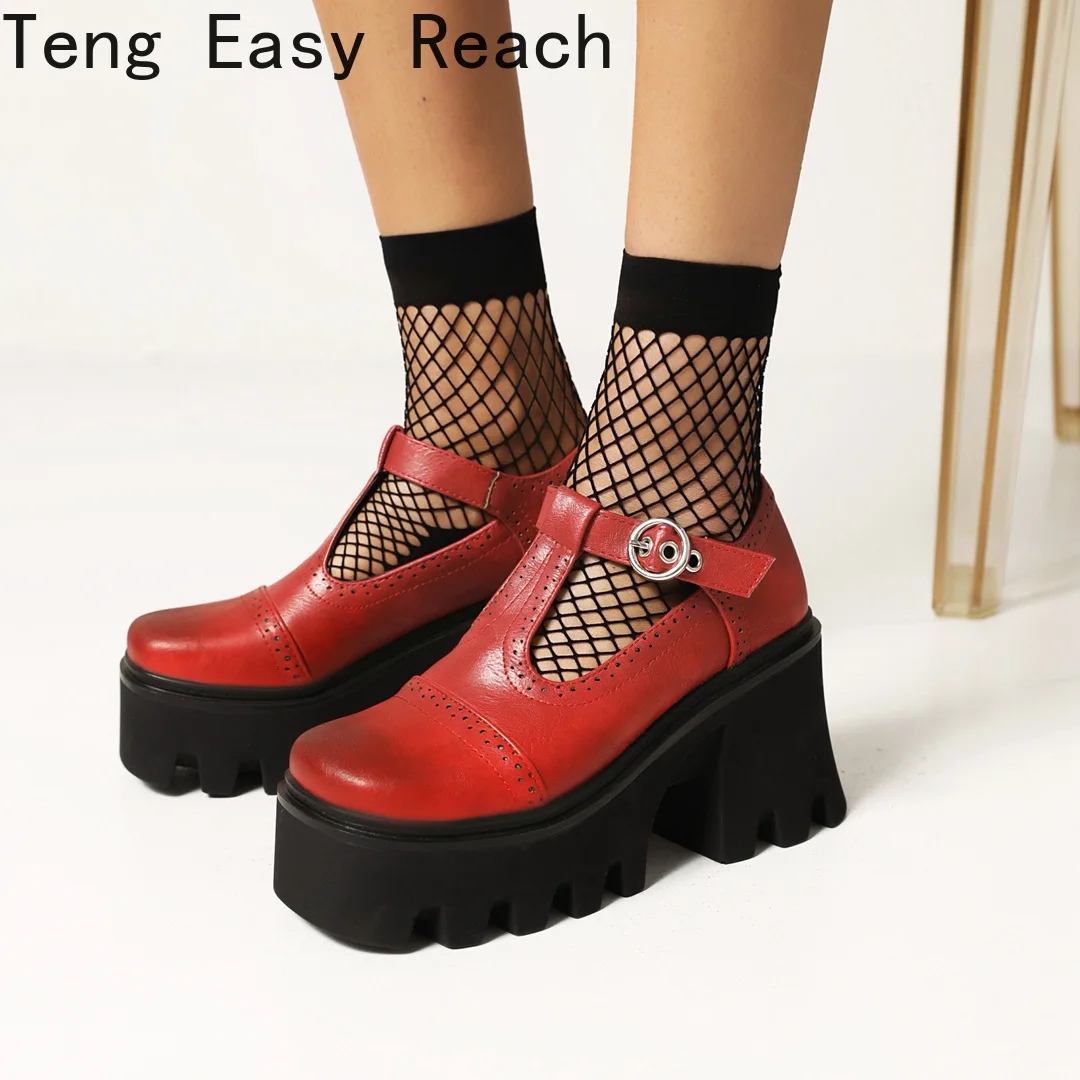 

2021Women's Platform shoes Fashion Square head Women Platform High Heels Pumps Newest Spring Working Shoes Woman black red brown