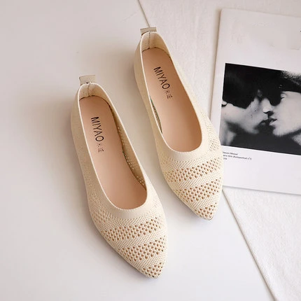 

Женские повседневные туфли Мэгги Уокер, вязаные туфли на мягкой подошве с острым носком, разные цвета, размеры 36 ~ 40