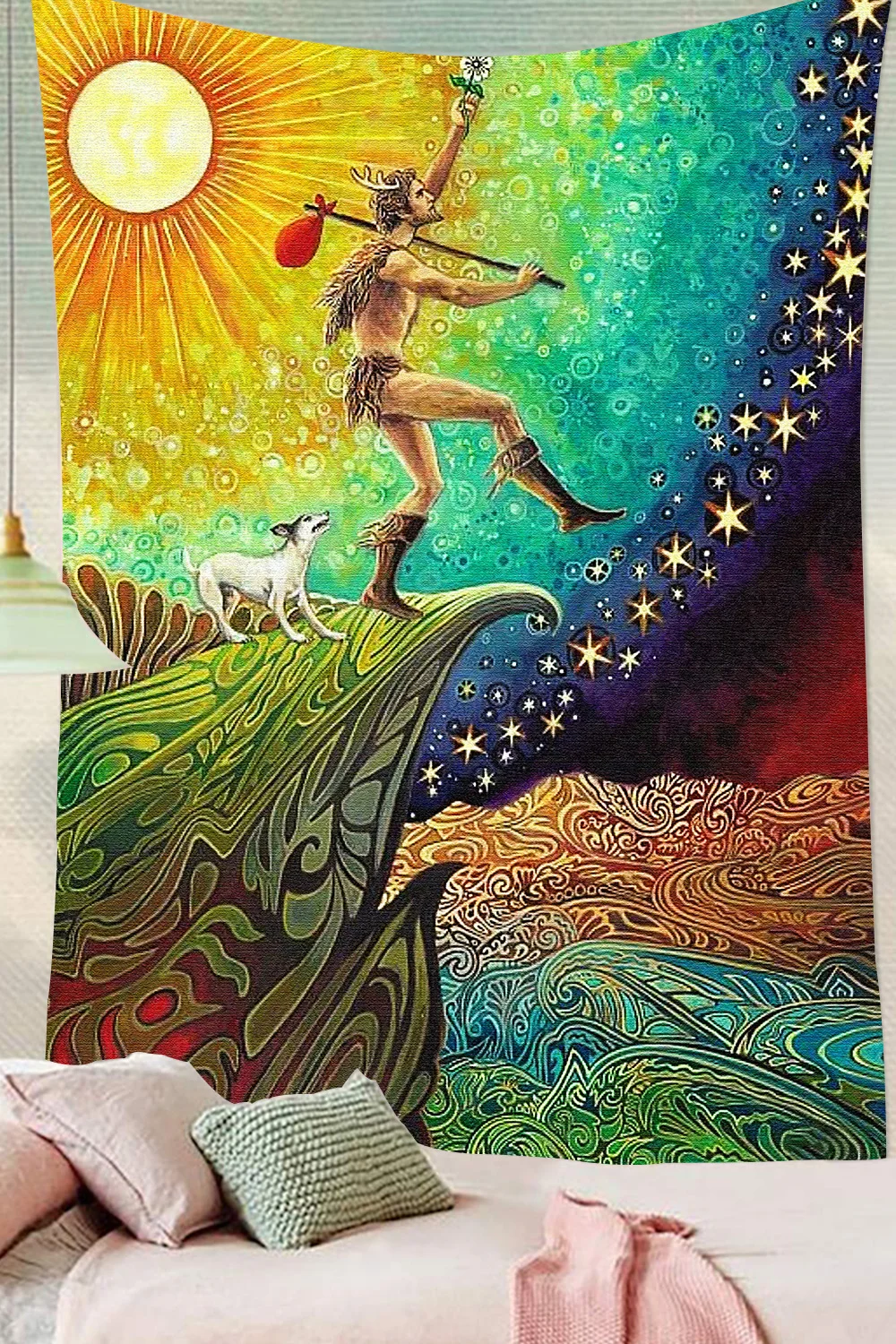 Открытки Simsant Таро гобелен хиппи смело девушка Луна Звезда искусство настенный