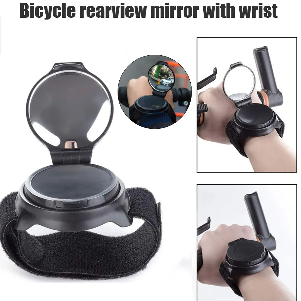 

Bicycle Wrist Safety Mirror Bicycle Rearview Mirror Riding Wrist Strap with Reflective Rearview Mirror 360 Degree Rotation