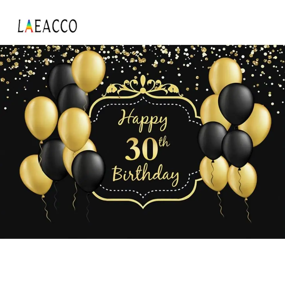 Золотые черные воздушные шары Happy 30th 40th 50th 60th 70th 80th день рождения индивидуальный