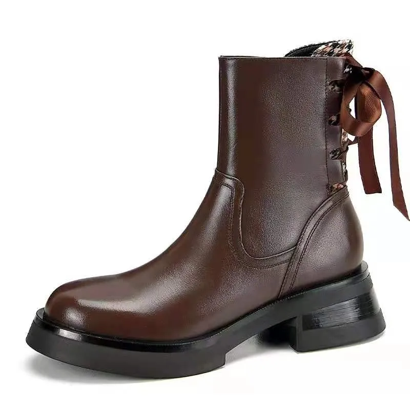 

2021 Winter New Luxury Zipper Boots Women's Boots Women Round Toe Designer Platform Footwear Ladies Black Fashion Martin Boots