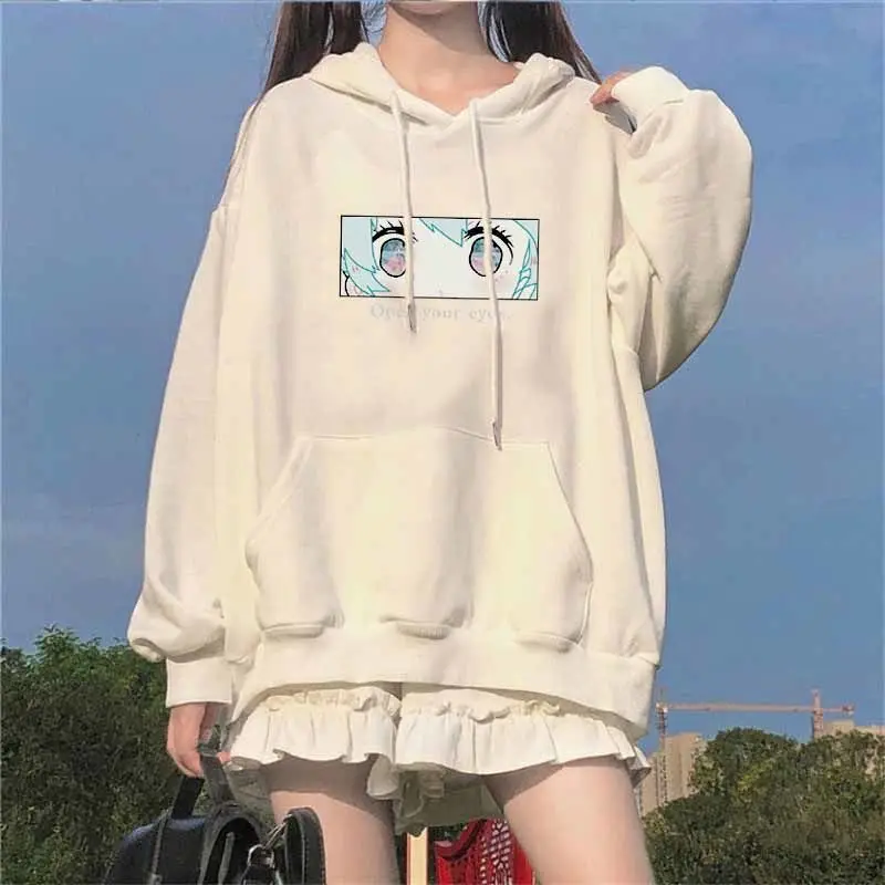 

Anime Hooded Sweatshirts 2021 Autumn Thin Sweatshirt Women Casual Long Sleeve Top Loose Hoodies MINGLIUSILI Girls Kawaii Clothes