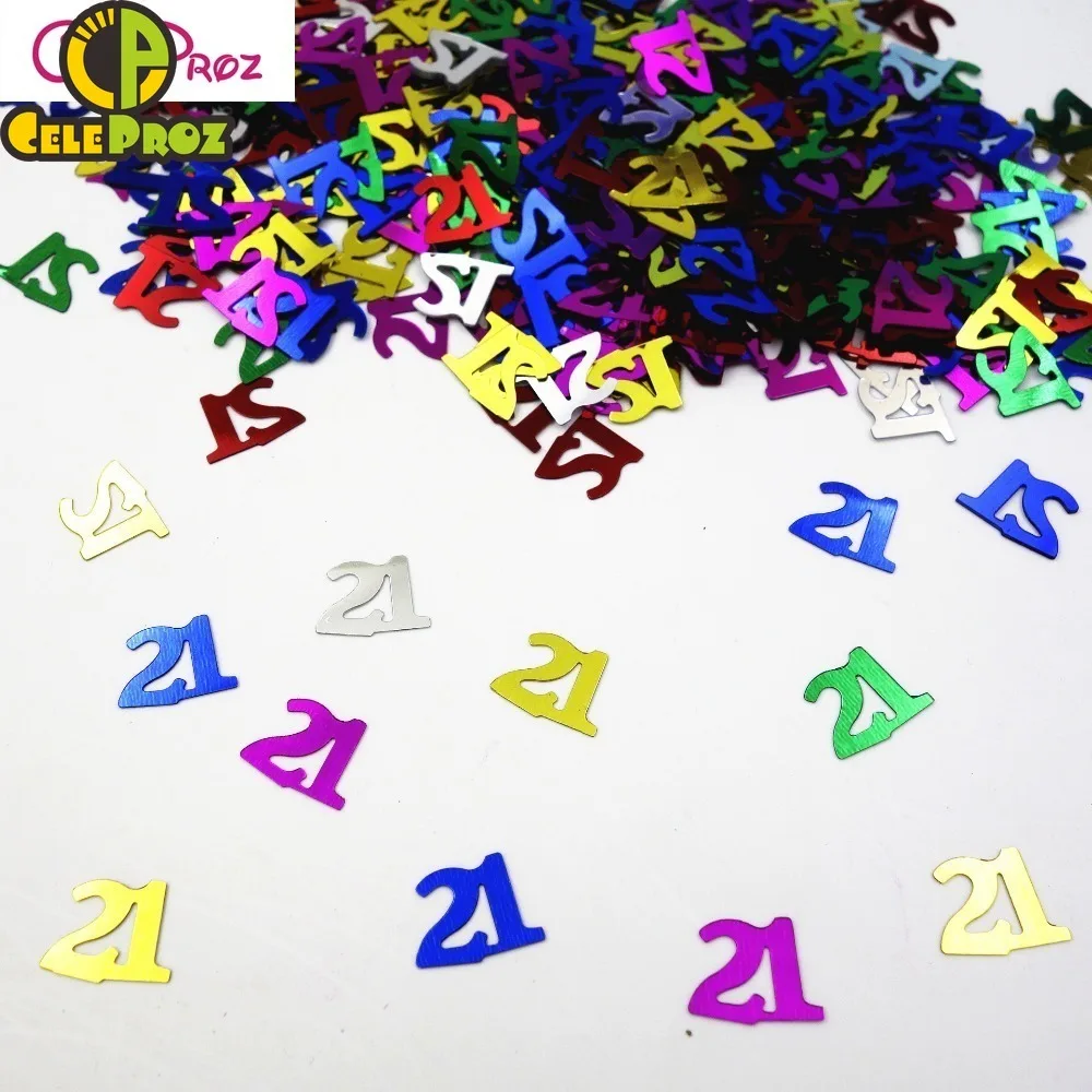 15 г номер 21 конфетти день рождения украшения блестки DIY Twenty One Brithday юбилейные