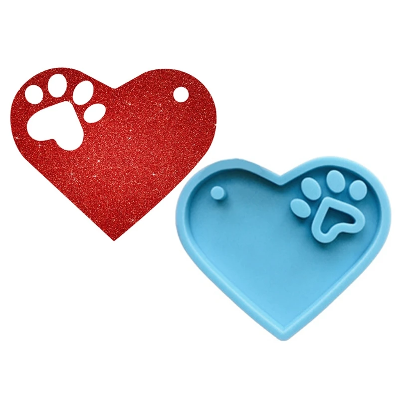 

3 Pcs/Set Dog Paw Style Keychain DIY Epoxy Resin Mold, Necklace Pendant Silicone Mould for DIY Crafts Jewelry Casting Tools
