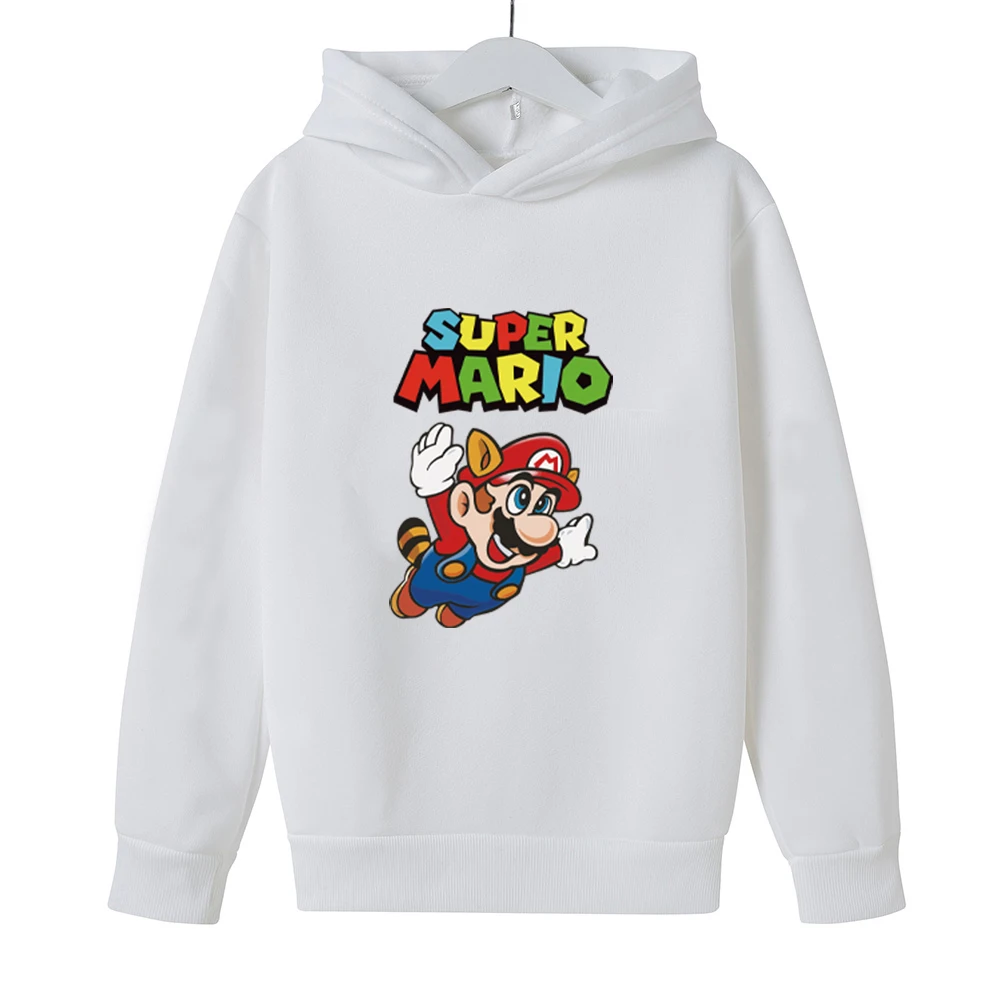

Mario Bros Boy Hoodies 3-14T Harajuku Cartoon Print Costume Fleece Spring Fall Comfy Tops Kids Anime Super Zings Baby Clothes