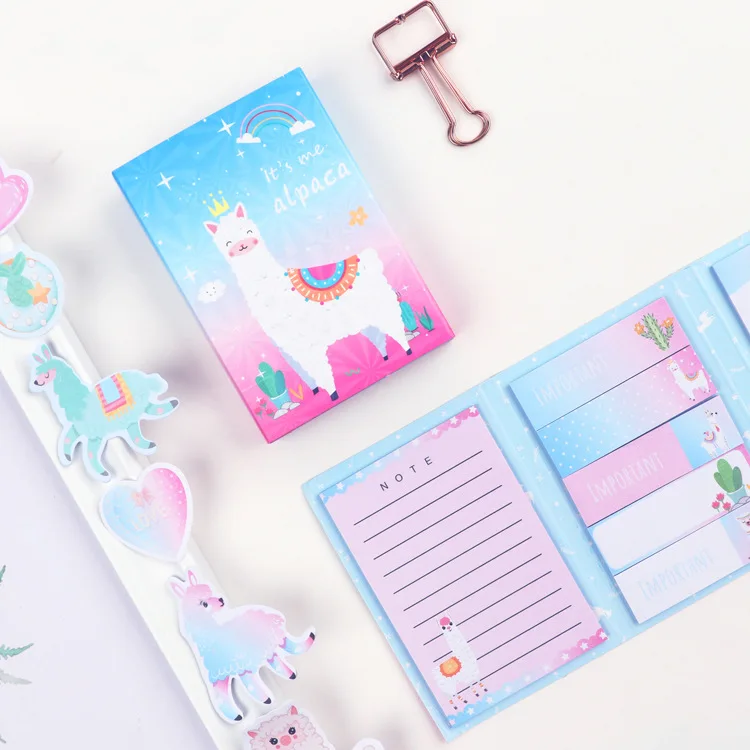 Kawaii Альпака Красочные 6 складной Блокнот N раз бумаги для заметок на клейкой