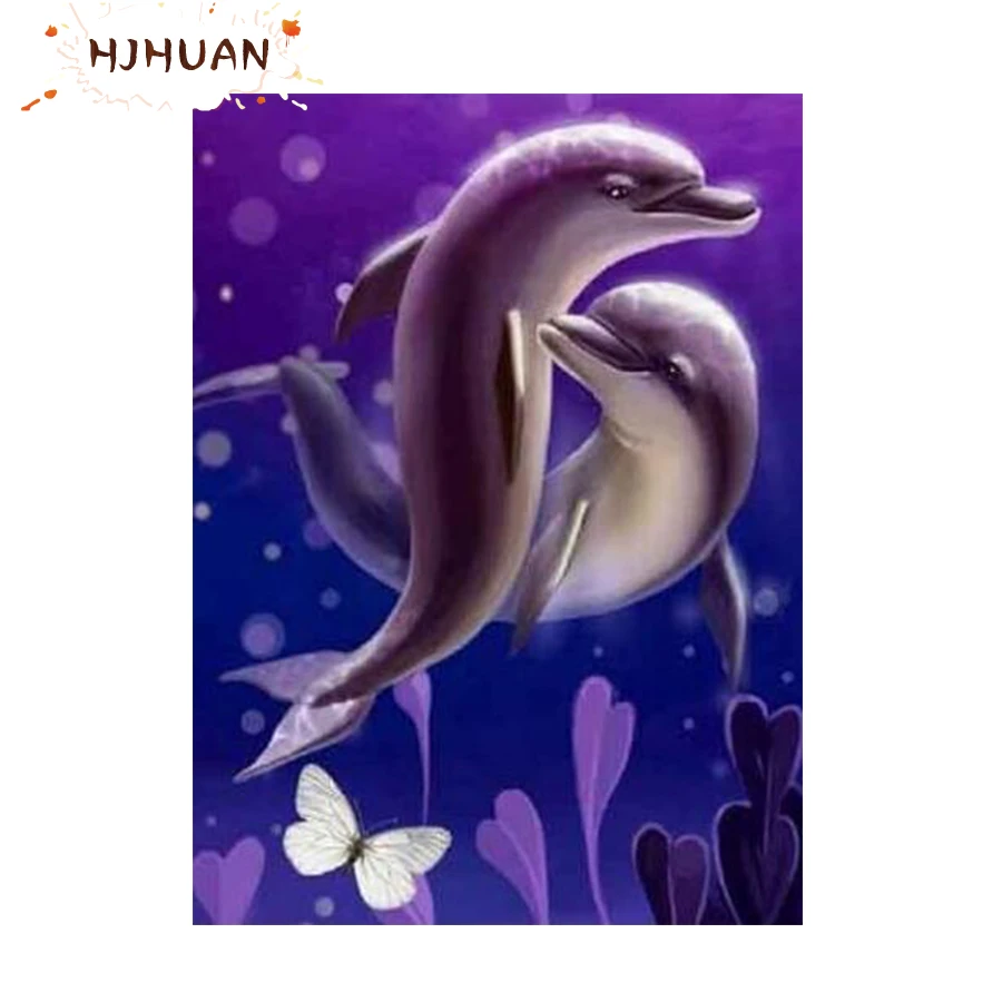 

5d diy Diamond embroidery Dolphin butterfly animal Modern decor mosaic diamond painting full square/round drill,New gift picture