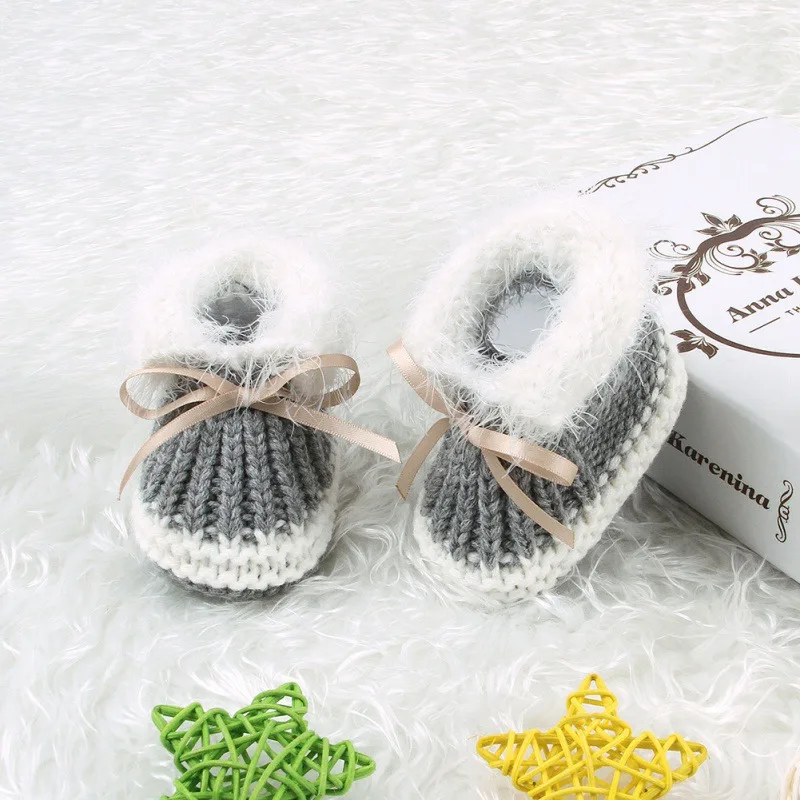 Новинка Лидер продаж милые вязаные ботинки для малышей обувь маленьких девочек и