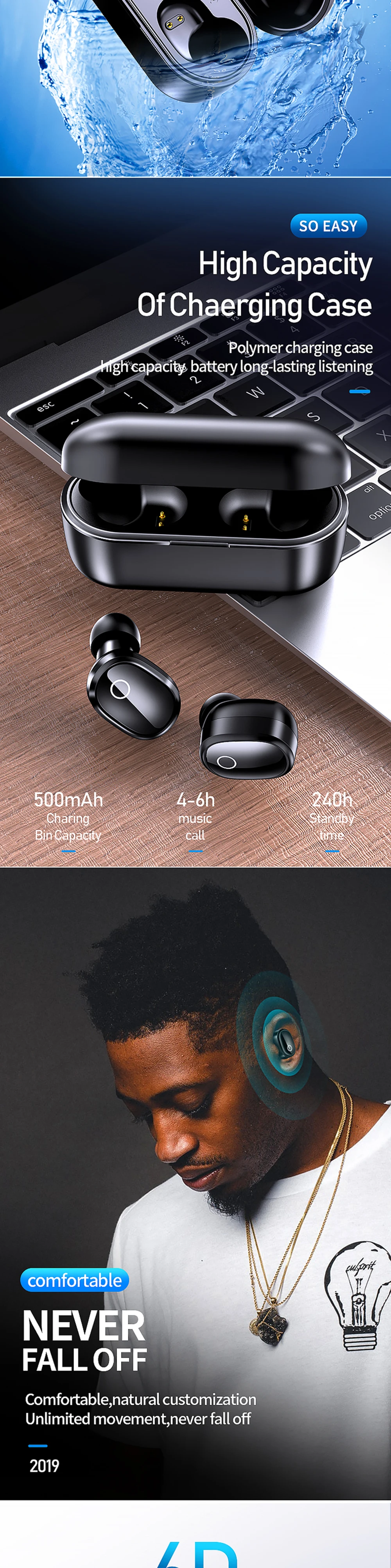 QCR Q7 TWS Bluetooth наушники 6D стерео беспроводные наушники HIFI Звук спортивные наушники громкой связи Игровые наушники с микрофоном