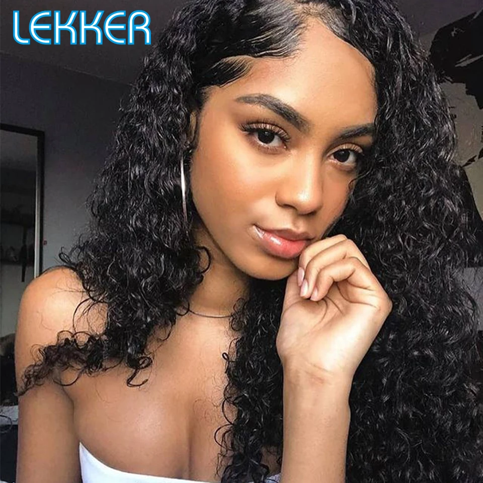 

Lekker Kinky Curly 4x4 HD Парик из натуральных волос с закрытием шнурка для женщин Предварительно выщипанный бесклеевой бразильский парик Remy из натур...