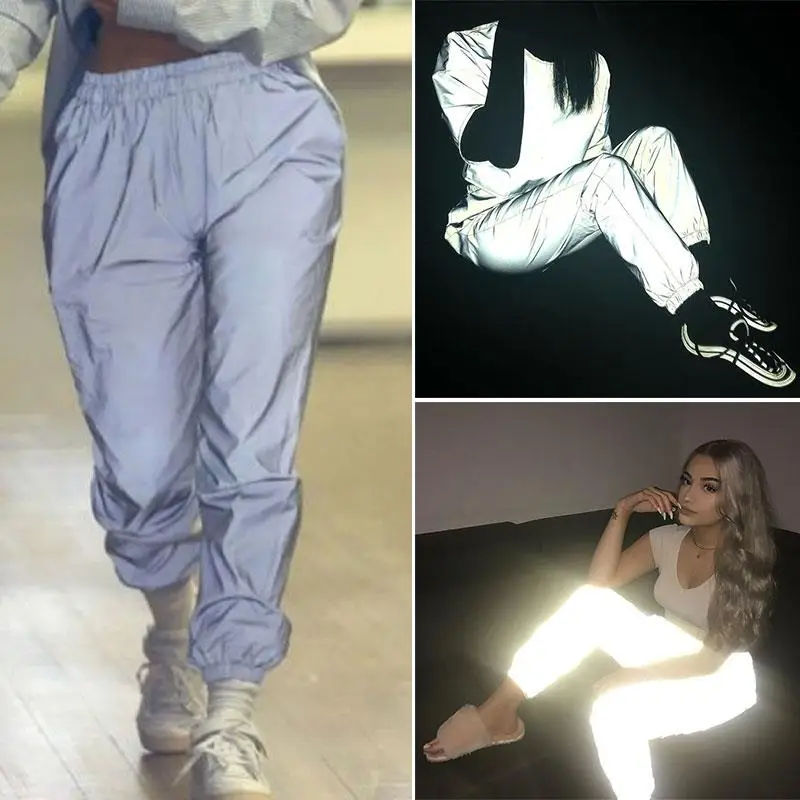 

Luminous Pants Casual Fashion Elastic Long Night Reflective Clubwear Running Streetwear Climbing High Waist Sports Party