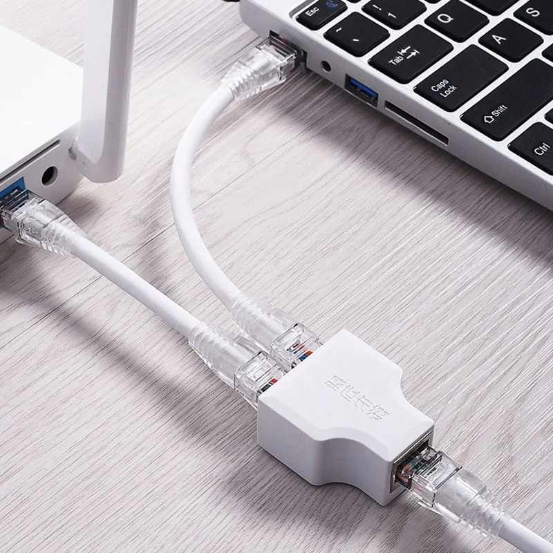 

1 To 2 Ways Ethernet Cable Adapter Lan Cable Extender Splitter for Internet Cable Connection 1 Input 2 Output