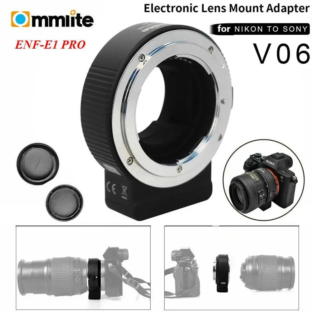 Commlite CM ENF E1 Pro Electronic AF Lens Mount Adapter for from Nikon F to Sony E Camera A9 A6300 A7R2 A7II|lens scratch repair kit|lens canon eos