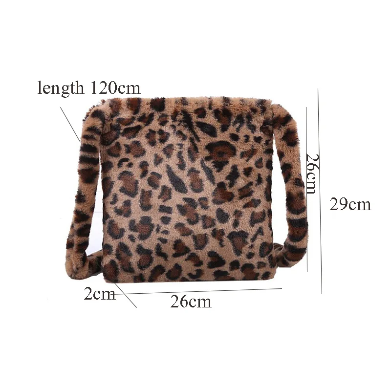 

Leopard Plush Shoulder Bags For Women's Autumn And Winter Fashion Ladies Vintage Handbags Women Large Capacity Messenger Bag