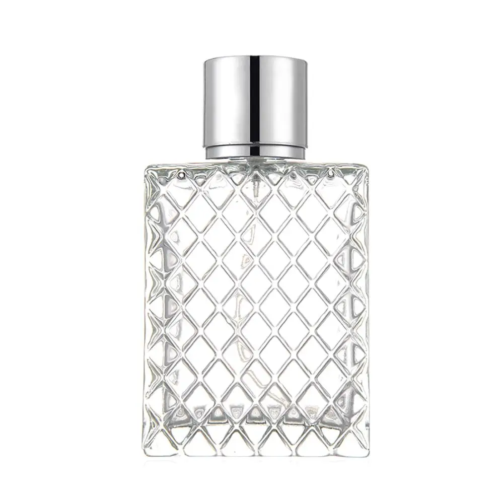 

100ml Travel Portable Square Grids Clear Refillable Bottle Perfume Glass Empty Pump Bottle Spray Atomizer Cosmetic Containers