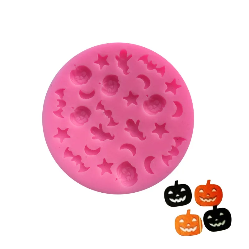 Силиконовая форма для торта с черепами тыквами летучими мышками шоколадная