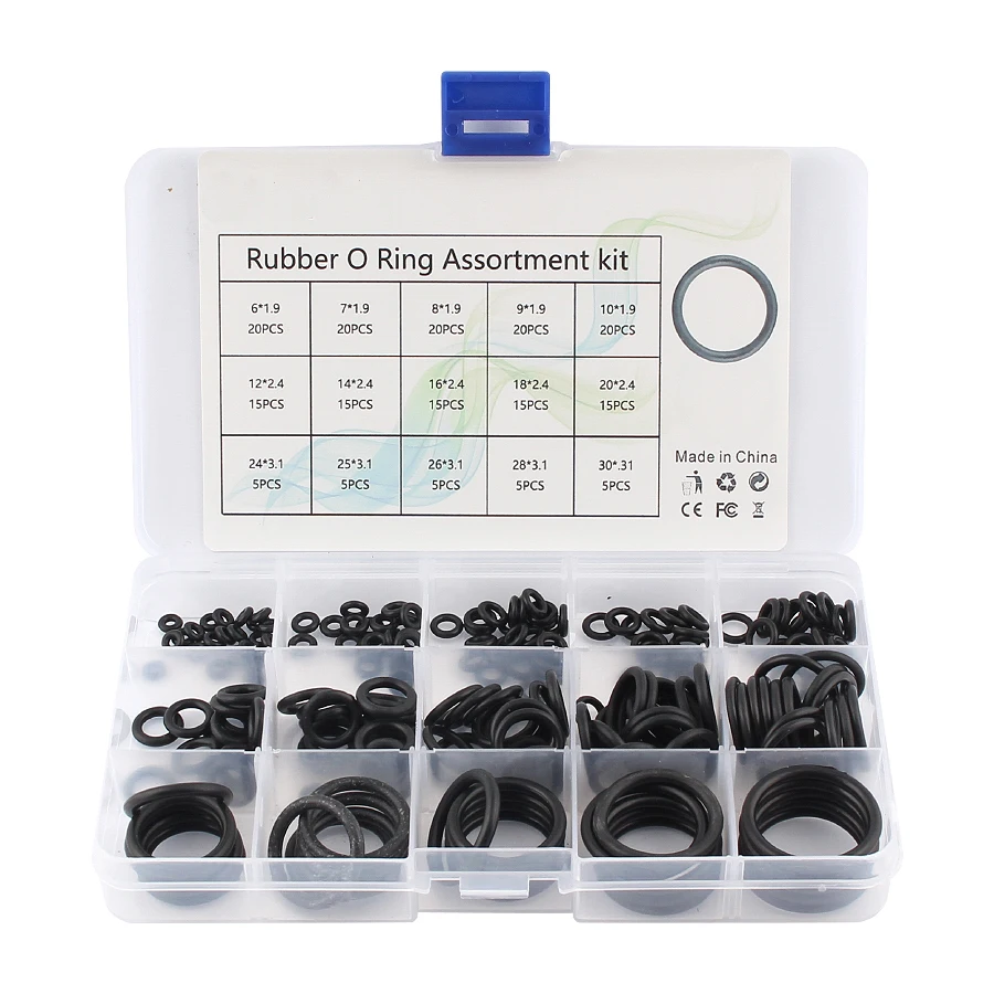 

200Pcs Rubber O Ring,O-Ring Assortment Kit ,Washer Gasket Seal Silicone Oring Pack 15 Sizes,With Plastic Box Silicone Rubber Rin