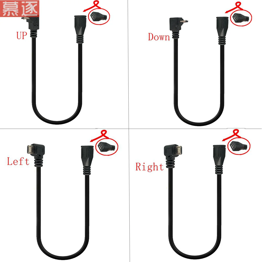 

Micro USB 2,0 5Pin Männlichen zu Weiblichen zu Verlängerung stecker Adapter Lange stecker Stecker 90 Grad Rechts & Links & up &